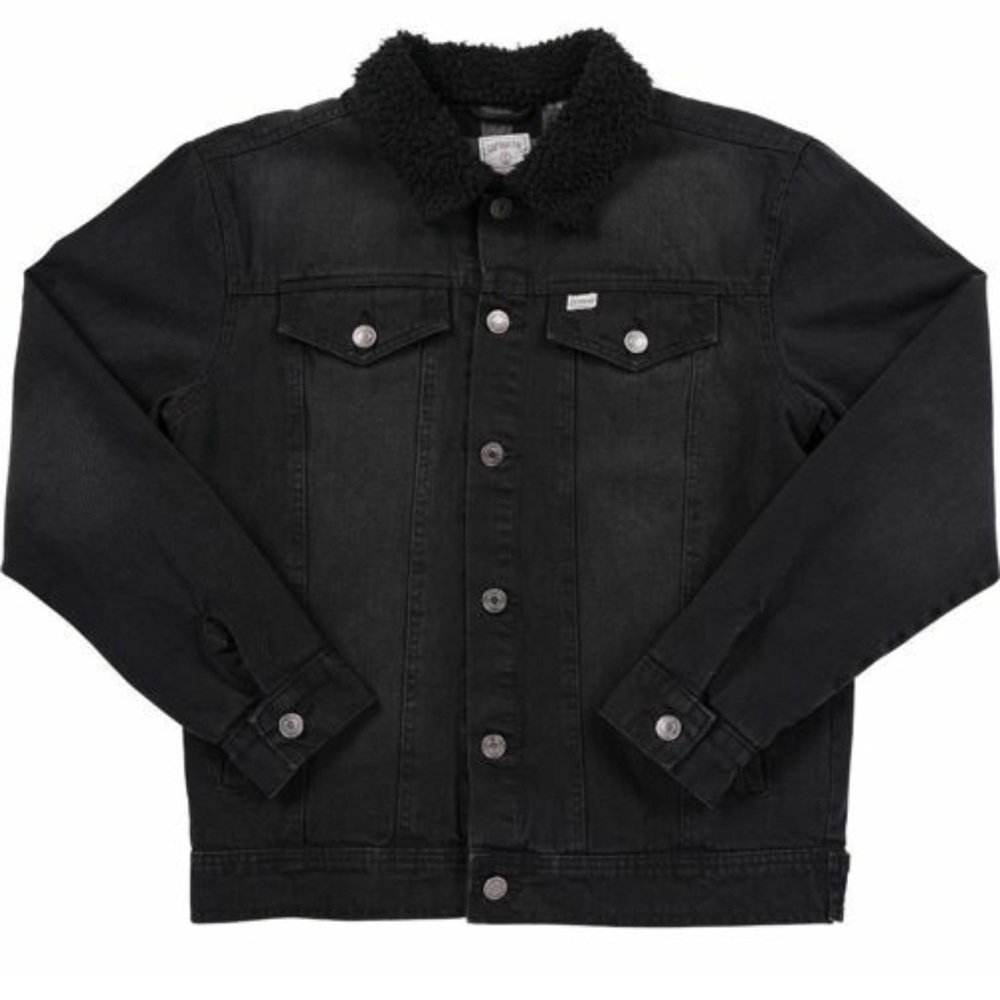 Black Jean Jacket with Classic Styling and Sturdy Denim